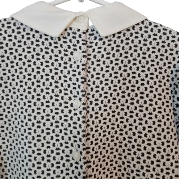 Janie & Jack Geo Floral Jacquard Bow Collar Dress Girls Size 8 Black/ White - Picture 7 of 13